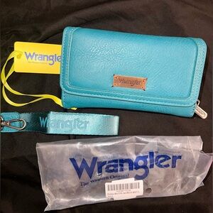 NWT MONTANA WEST X WRANGLER TEAL WALLET